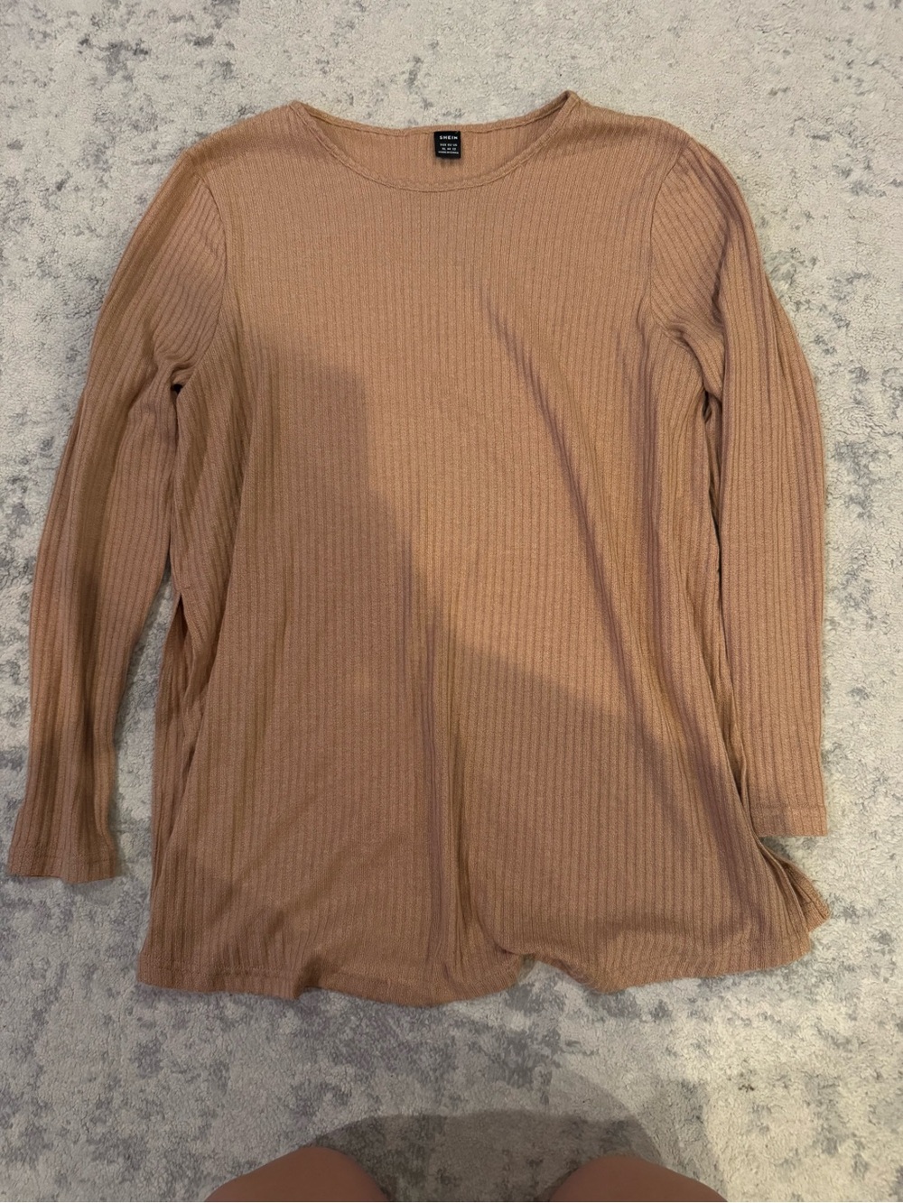 SHEIN maternity Ribbed Crew Neck Top - Camel